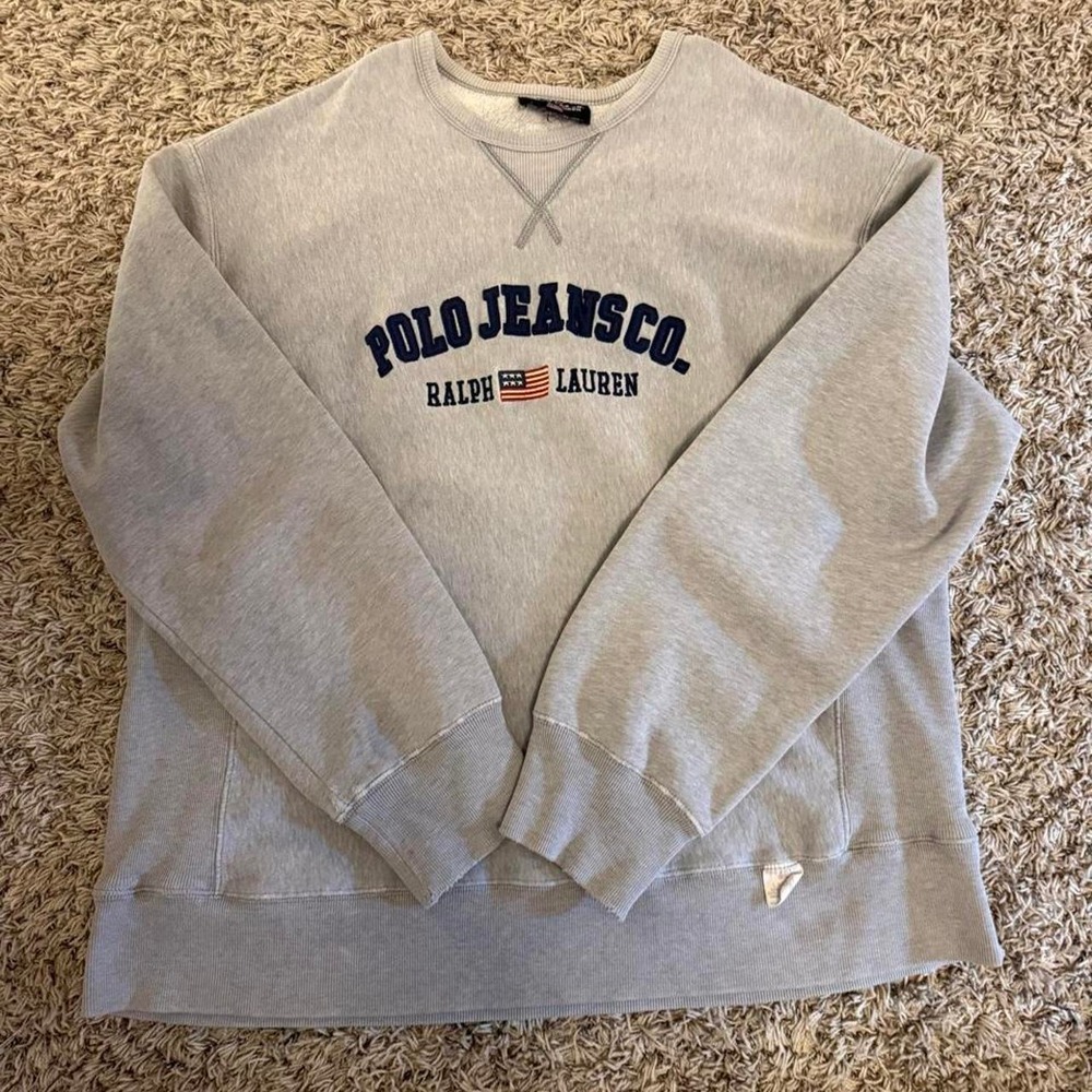 Polo Ralph Lauren Sweatshirt Men Large Gray Excellent Polo Jeans Co. Crewneck
